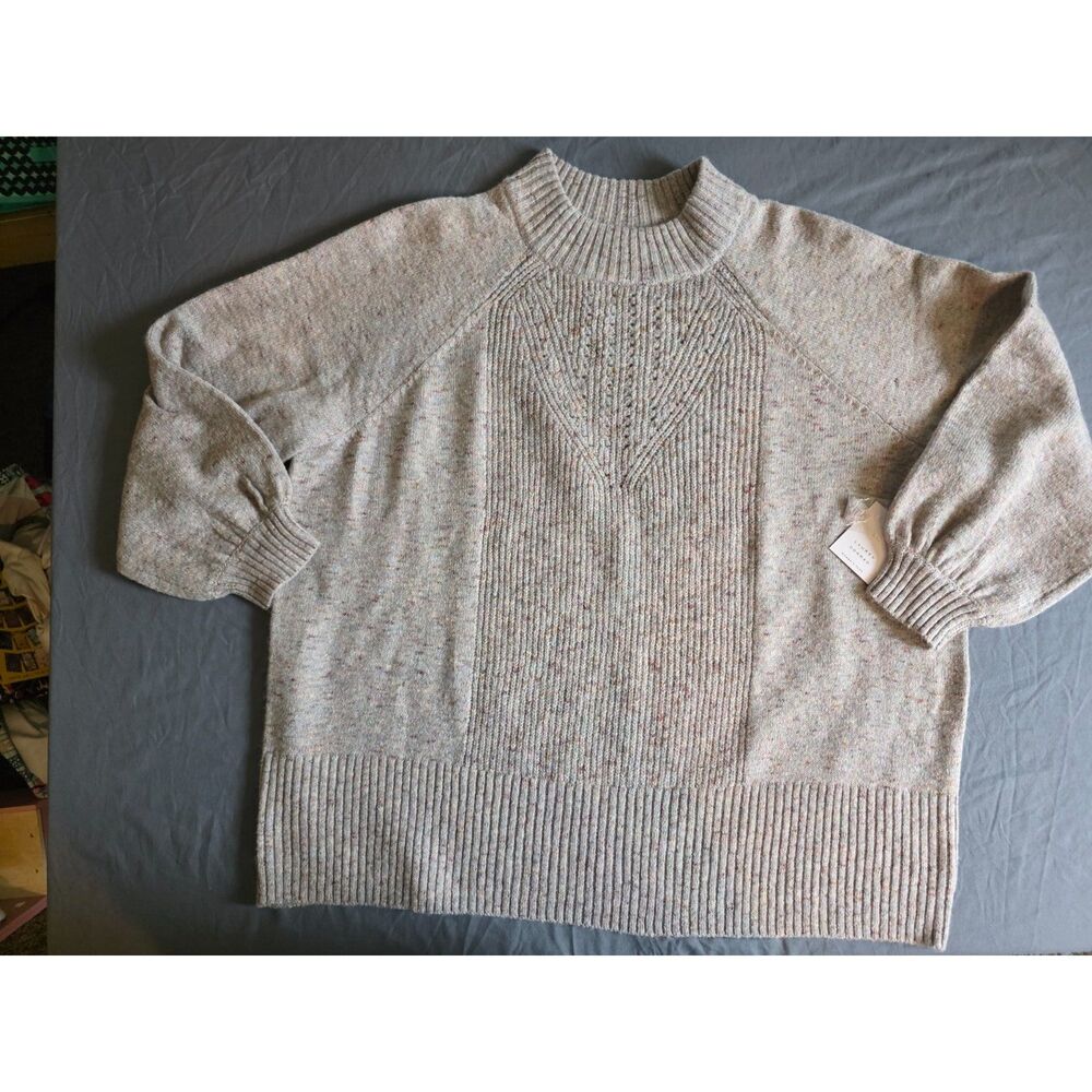 LC Lauren Conrad Plus Speckled Knit Mock Neck Sweater Oatmeal Size 3X NWT